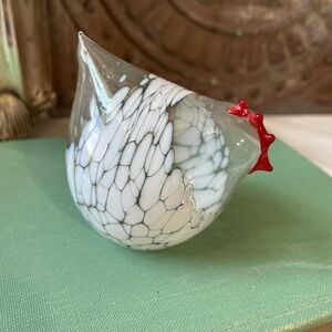 Blown glass chicken rooster figurine